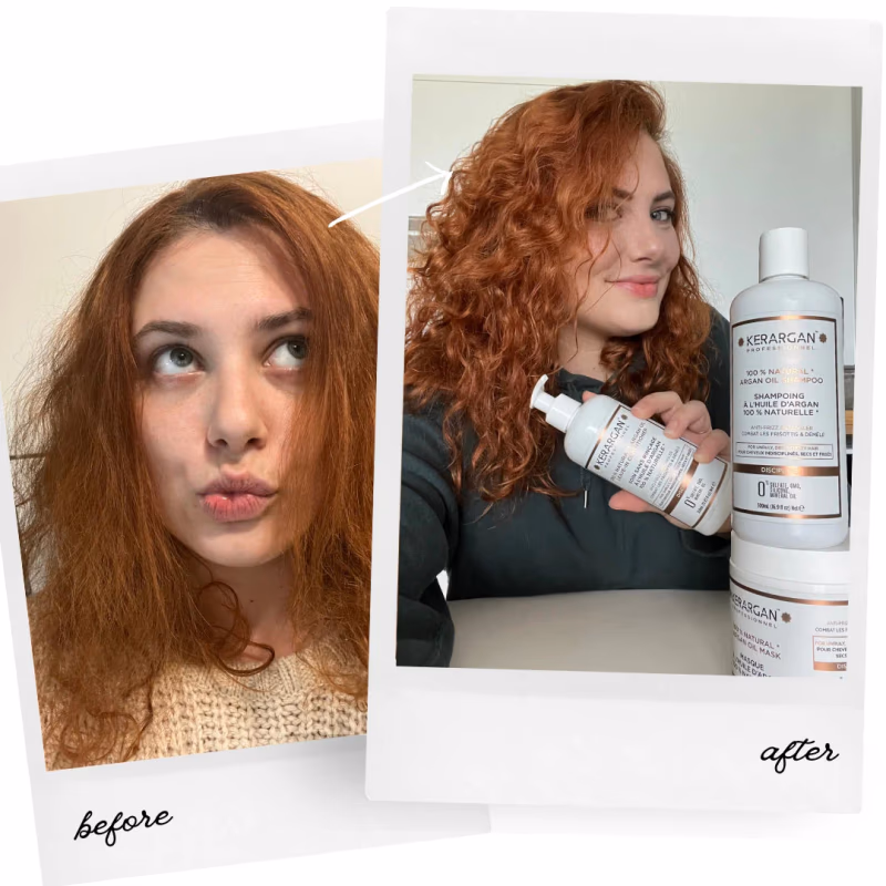 Avant après cheveux plus brillants grâce à une routine adaptée aux sportifs